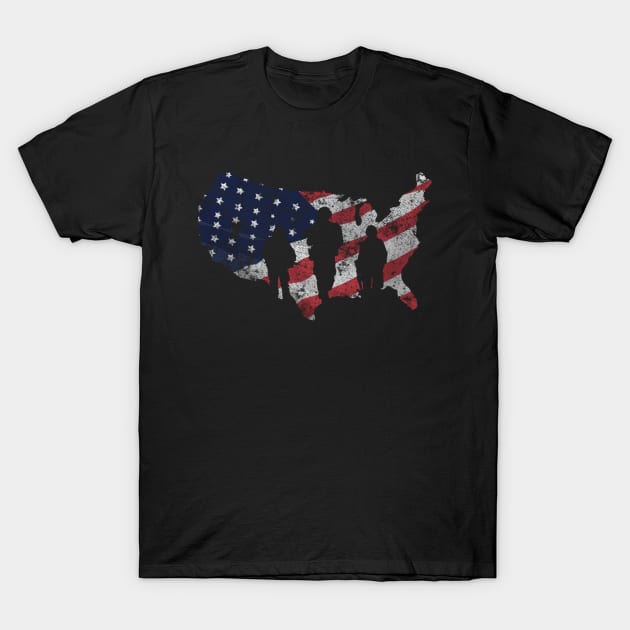 American flag United states soldier 4th of july t-shirt T-Shirt by TracyMichelle